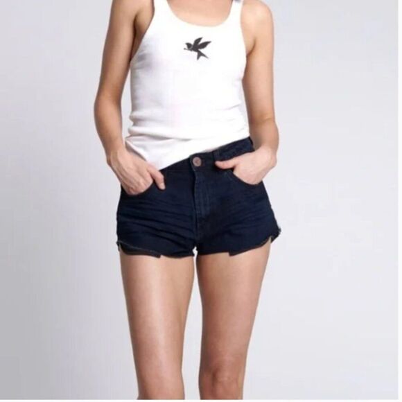 NWT One Teaspoon Cheeky Cut Off Denim Shorts Dark Wash Size‎ 29 - Picture 2 of 12